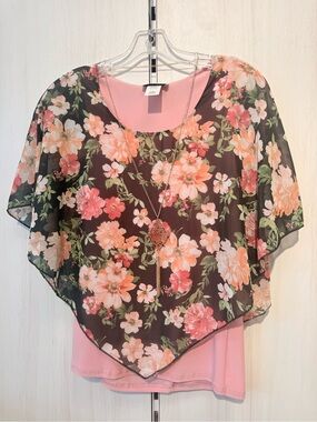 Floral Pink Overlay Top
